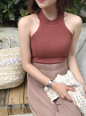 2021春秋背心女夏宽松短款潮bf学生韩版时尚休闲针织无袖T恤上衣