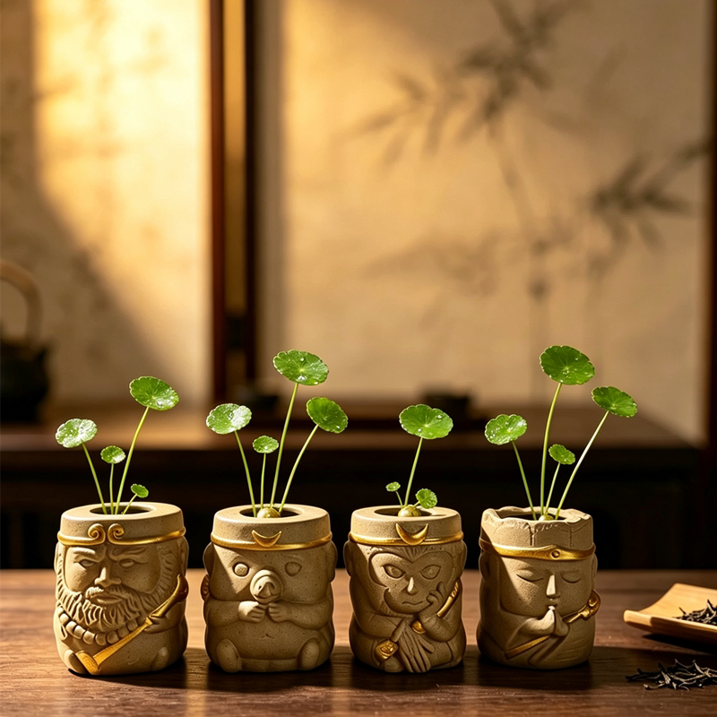 铜钱草陶瓷水培花盆绿萝水养植物花卉唐僧孙悟空猪八戒沙和尚花盆