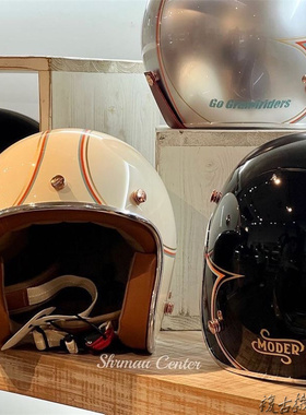 台湾MODER彩绘3/4半盔 复古摩托车姜戈踏板城市通勤男女款头盔