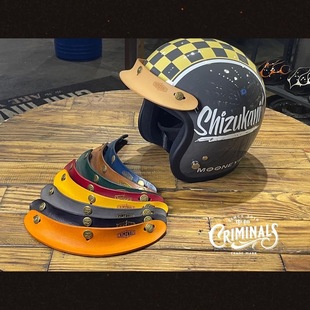 台湾PENGUIN头盔gallop3/4半盔帽檐三扣通用复古手工真皮遮阳帽沿