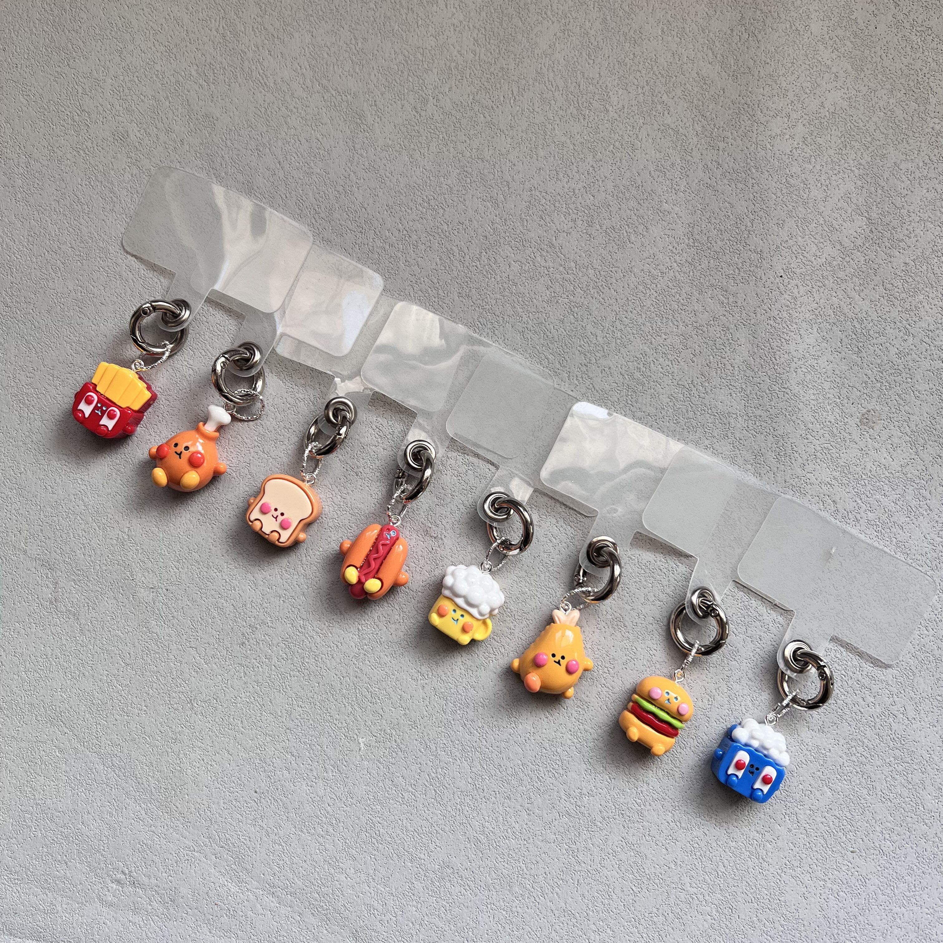 薯条汉堡可乐个性小人笑脸手机壳垫片挂件可拆卸钥匙包耳机挂饰潮