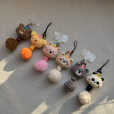 创意三扣多功能可爱礼物毛绒小动物手机壳毛球垫片可拆卸挂件挂饰