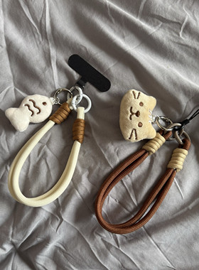 潮款猫咪小鱼手机壳垫片手腕绳相机ccd钥匙通用挂件miu系风挂饰