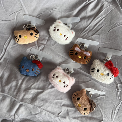 网红可爱蝴蝶结猫咪手机垫片卡片挂件可爱少女心包包耳机钥匙挂饰