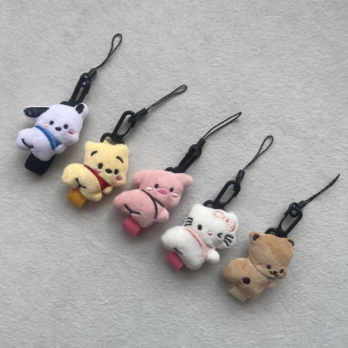 可爱毛绒帕恰狗小熊粉猪手机壳指环扣式手指绳钥匙包水杯挂饰挂件