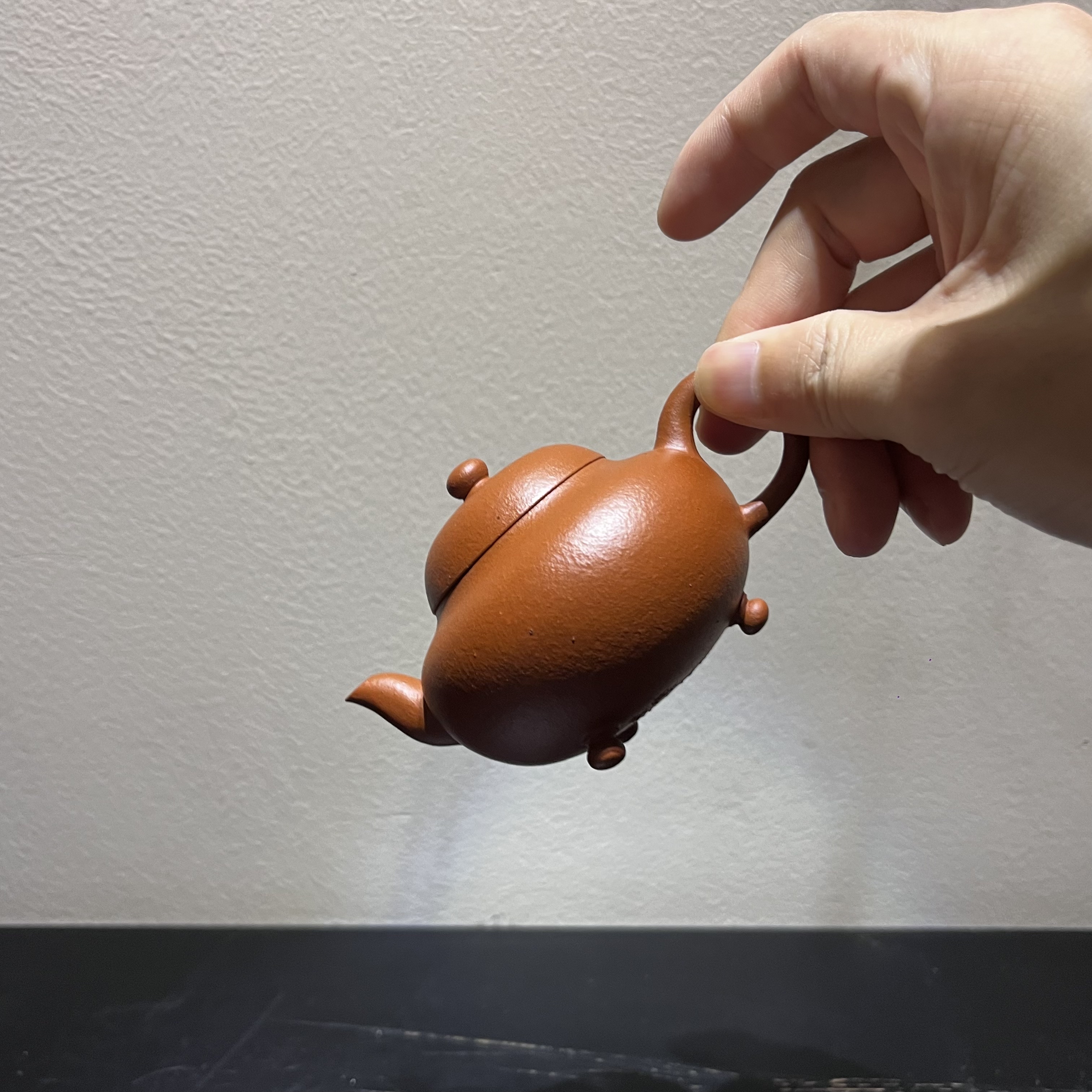 三足水平壶·生砂朱泥 三孔陈继湘潮州手拉壶文人工夫茶器