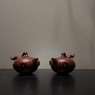 唐马壶·朱泥 钟贵河马年生肖纪念壶潮州手拉壶