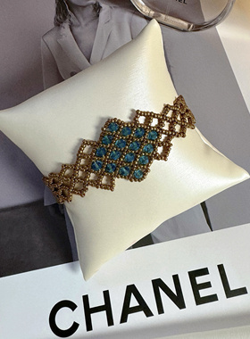 SL014•怀旧复古风宽版网状水晶手链（材料包&成品）