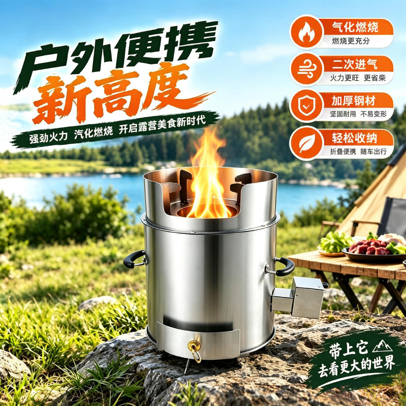 户外无烟便携柴火气化炉