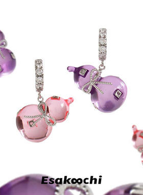 NCLAND原创设计宝葫芦耳环~原创设计可爱紫粉小众新中式气质个性