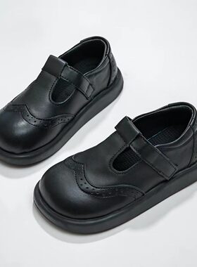 男童皮鞋春秋新款黑色软底演出鞋男孩儿童校园皮鞋英伦表演配西装