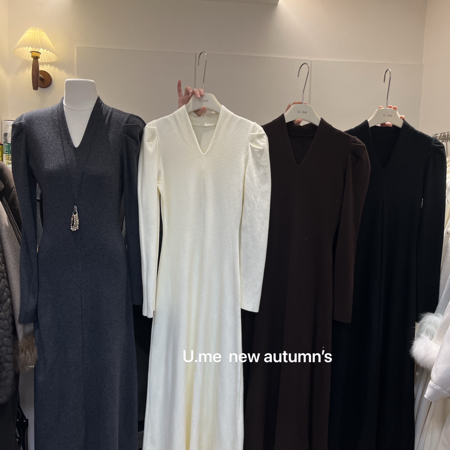 冬上新法式气质V领显瘦修身连衣裙YS2-555