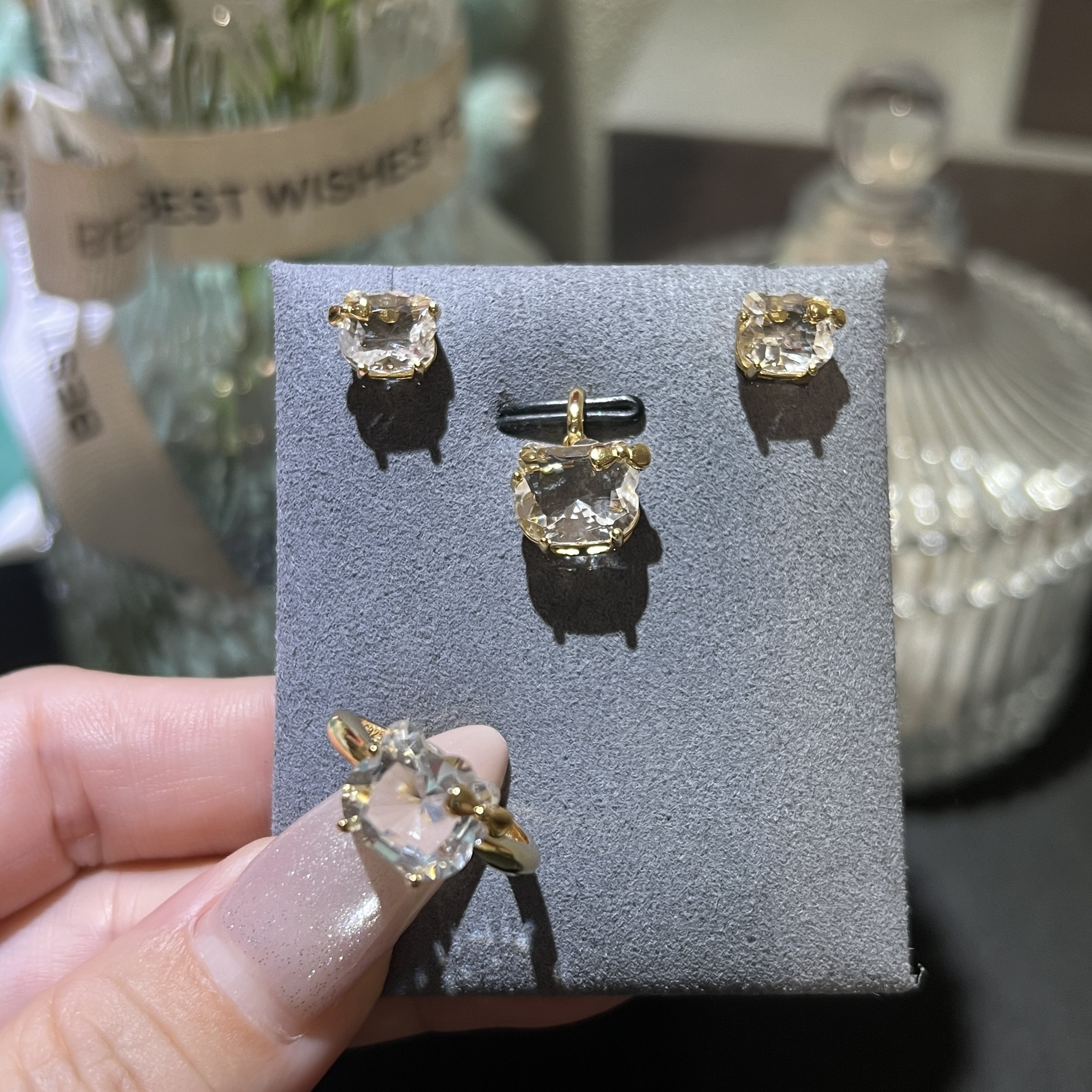 天然白水晶戒指耳钉吊坠套装S925银镶嵌可爱KT猫小众百搭礼物饰品,饰品/流行首饰/时尚饰品新,组合套装,淘宝优惠券,粉丝福利购,淘宝优惠卷