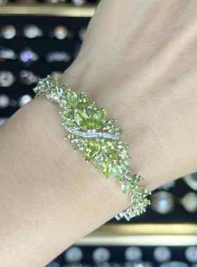 天然橄榄石手链S925银轻奢气质女