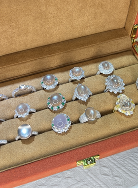 S925银天然玉髓水沫玉戒指高冰女