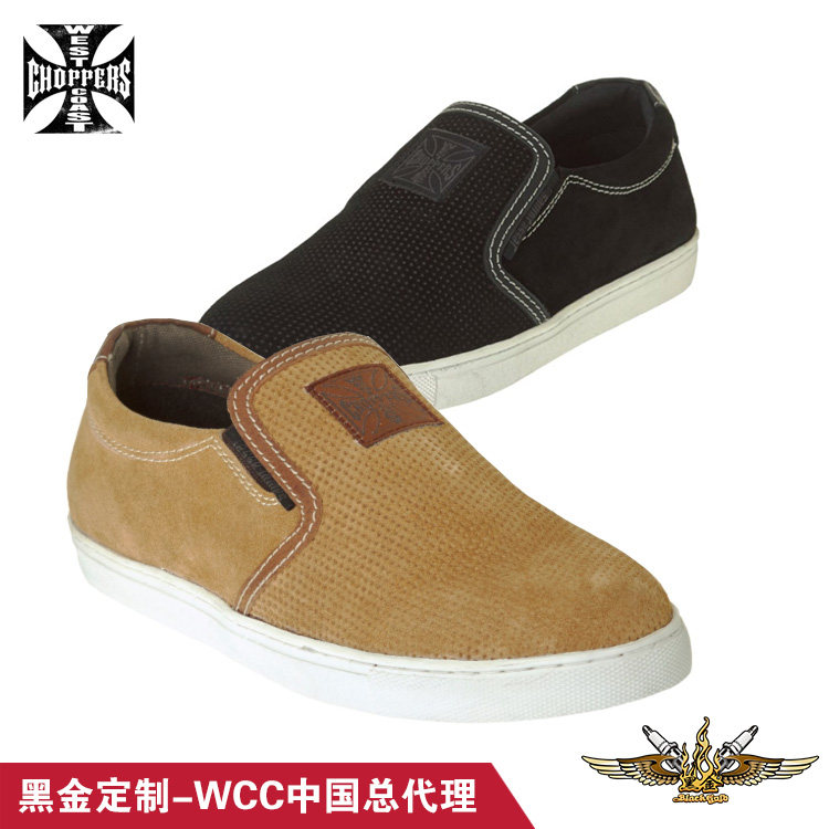 黑金定制 WEST COAST CHOPPERS美国机车服饰男士骑车绒面休闲鞋子