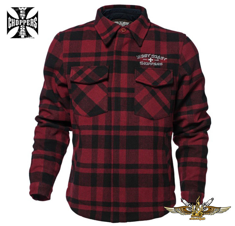 黑金定制 WEST COAST CHOPPERS美国哈雷机车服饰男士方格衬衫衬衣