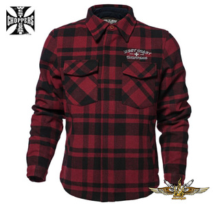黑金定制 WEST COAST CHOPPERS美国哈雷机车服饰男士方格衬衫衬衣