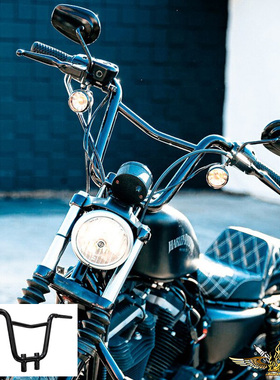 黑金定制哈雷改装旅行1200 883软尾戴纳T型车把DS加高14寸手把黑