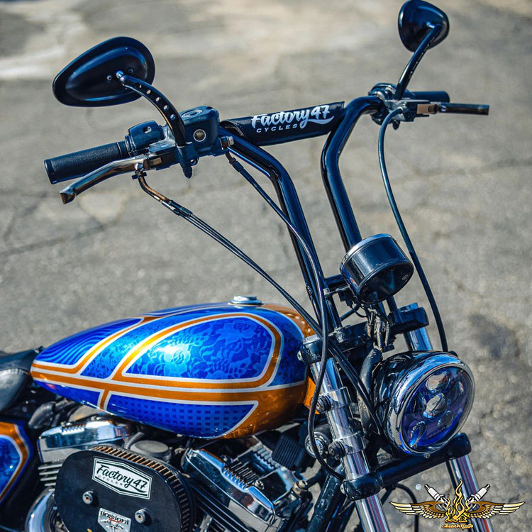 黑金定制哈雷改装旅行1200 883软尾戴纳t型车把ds加高12/14寸手把