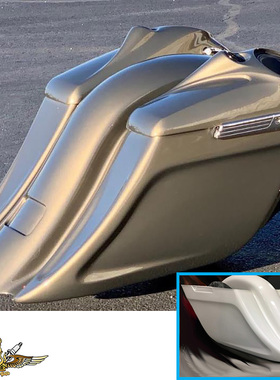 黑金定制哈雷改装14年后旅行滑翔路王进口bagger拖尾加长边箱泥瓦