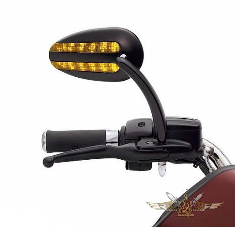 黑金定制哈雷 戴纳街霸路威路王 美国原厂 LED灯后视镜 DS改装