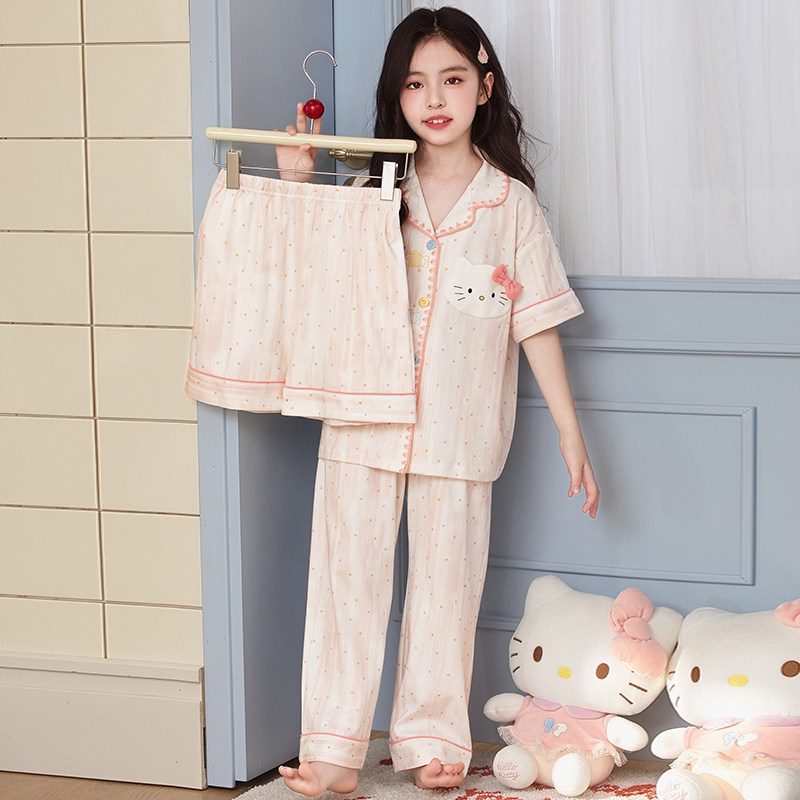 超火小猫睡衣儿童小女孩三件套
