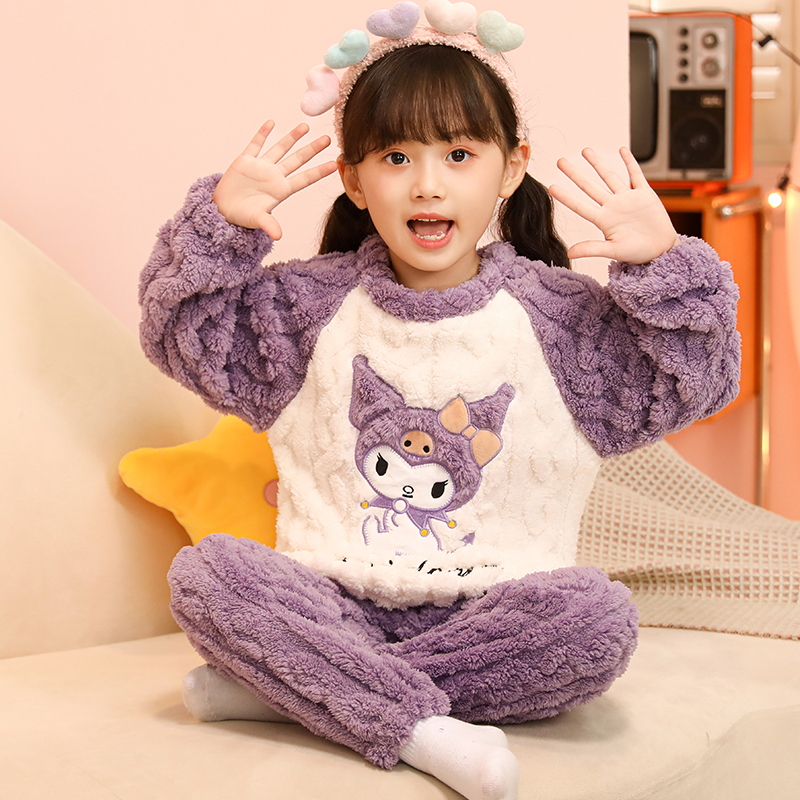 库洛米睡衣儿童女孩高端法兰绒