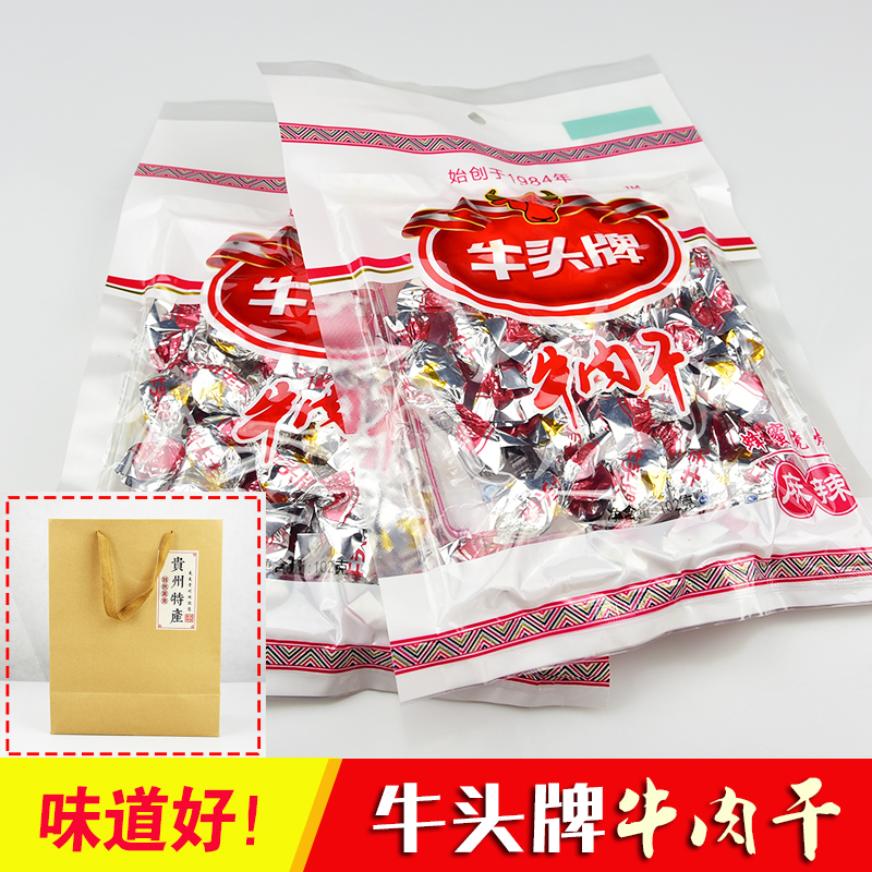 贵州特产 牛头牌牛肉干196克麻辣颗粒袋装牛肉干