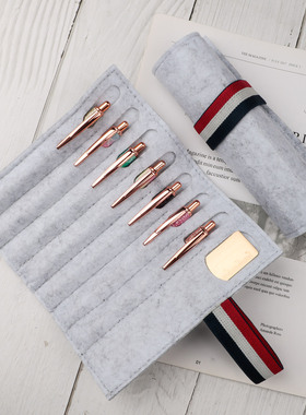 毛毡卷帘笔袋灰白色大容量商务休闲收纳袋化妆工具包支持定制LOGO