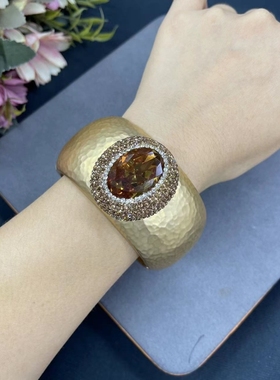 土耳其苏丹石手镯复古凹凸水波纹夸张个性Vintage风欧美质感手环