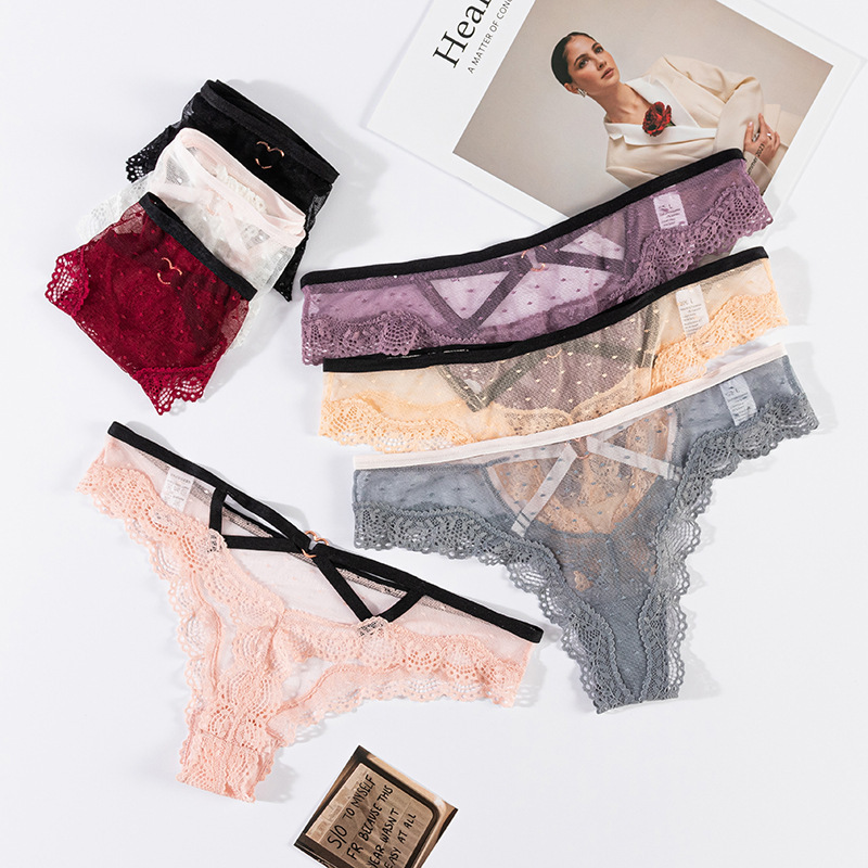 欧美蕾丝内裤镂空性感内裤三角裤内裤透明三角裤蕾丝女士内裤