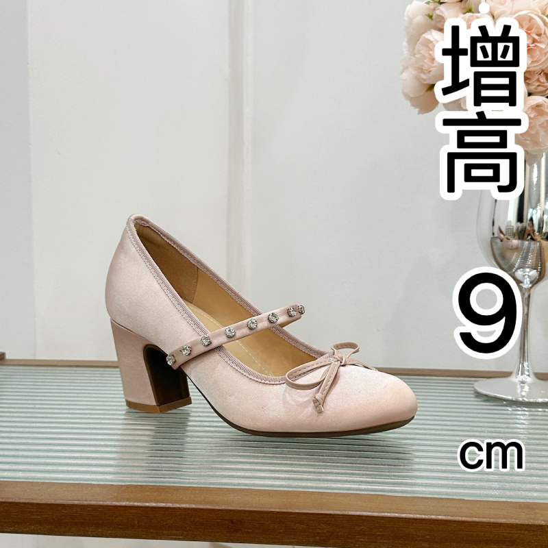 内增高女鞋小香风蝴蝶结水钻带缎
