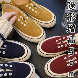 鞋子女款葡萄妈惠州女鞋帆布鞋厚底内增高乐福鞋一脚蹬休闲板鞋