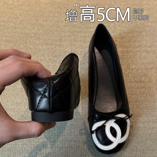 现货~34-42码内增高羊皮版法式浅