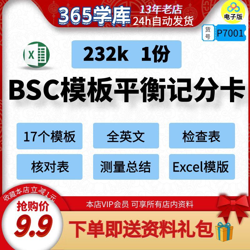 BSC模板平衡记分卡绩效考核表英文板检查核对测量Excel表格17个