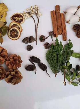 松果木片树叶干花干果小摆件复古