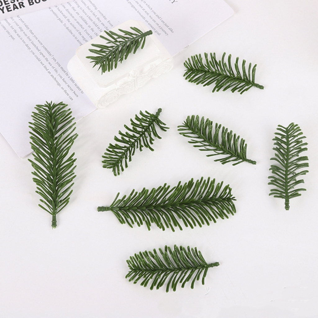 仿真植物单面松针枝圣诞树装饰配件节日气氛装扮塑料材料