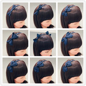 韩国藏青色儿童蝴蝶结发箍深蓝色女童碎发神器头箍宝宝安全发饰品