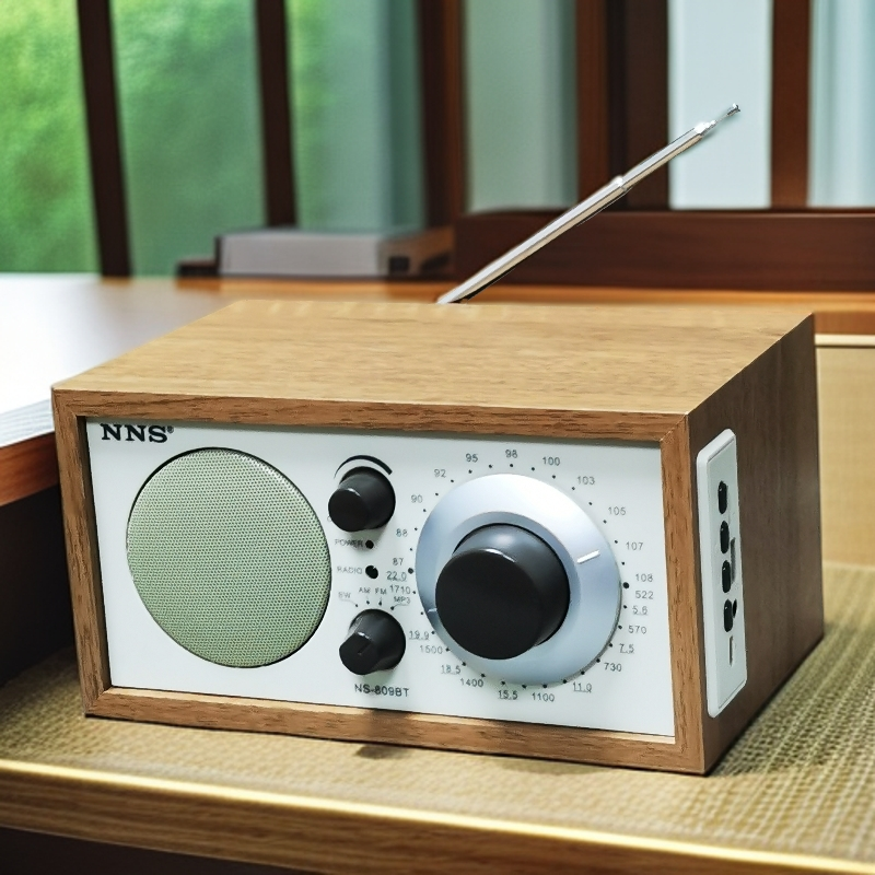 出日韩复古台式收音机老人调频中波短波充电蓝牙音箱插卡音响