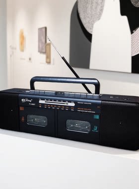 双声道立体声双卡录音机磁带机收音机蓝牙插卡音箱充电收录机