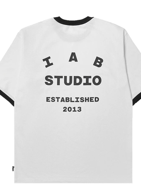 IAB STUDIO KR潮牌男女款经典线条基础款上衣纯棉圆领T恤