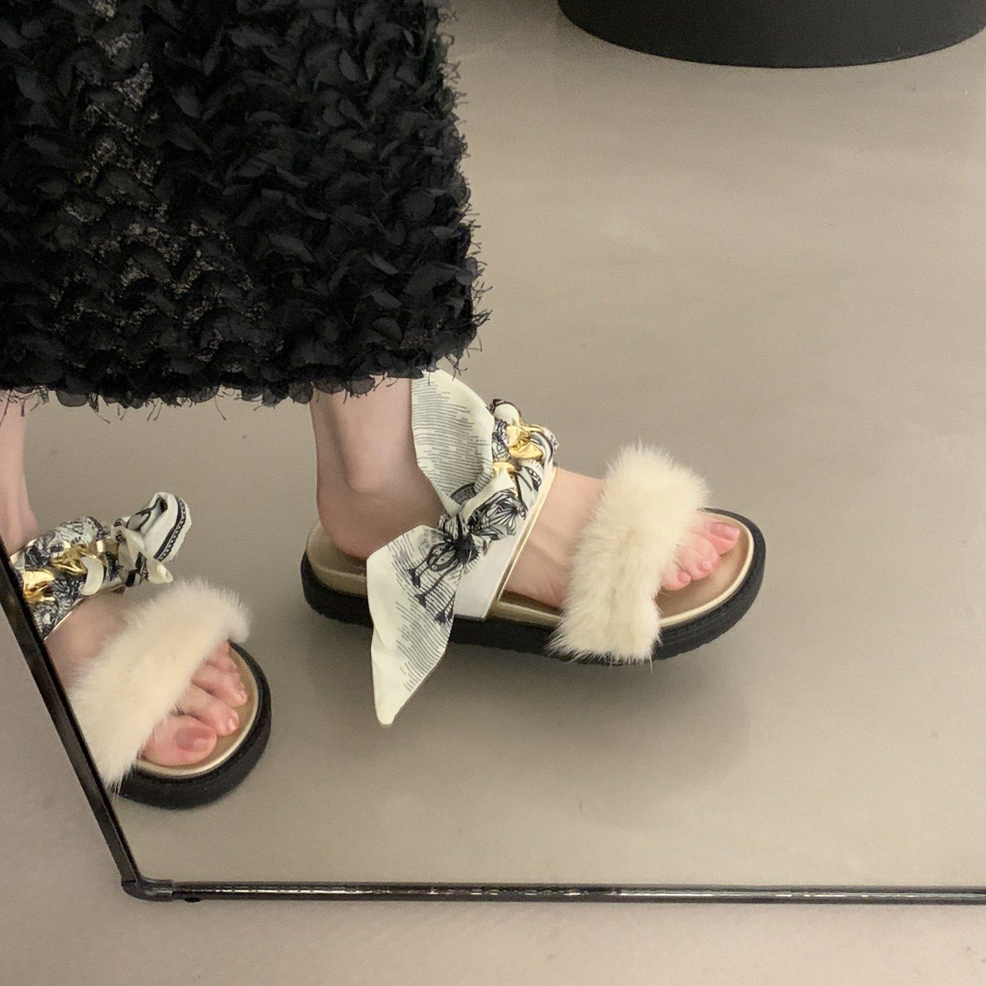 日本代购仙女风厚底毛毛凉拖鞋女鞋夏季外穿百搭配裙子一字拖鞋子,女鞋,一字拖,淘宝优惠券,粉丝福利购,淘宝优惠卷