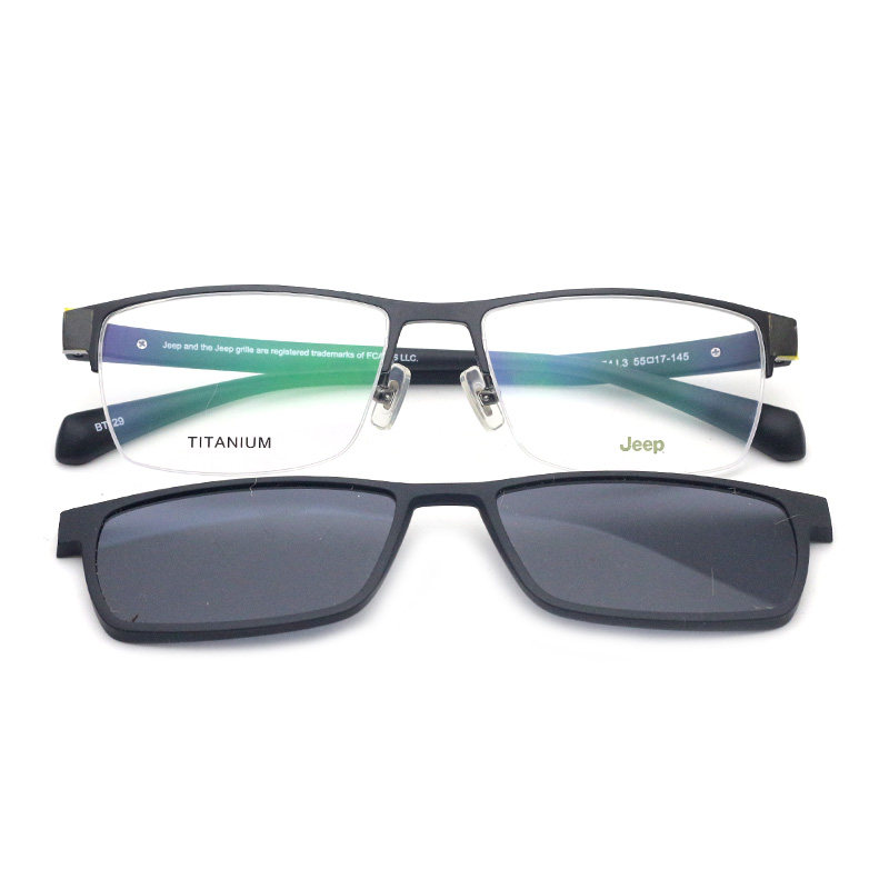 真品Jeep吉普磁吸套镜 男士款近视眼镜框高清偏光太阳镜夹片T7074