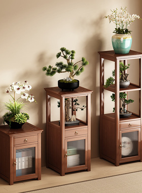 展示柜置物架新中式茶架展示复古摆放架茶室架阳台客厅多层博古架