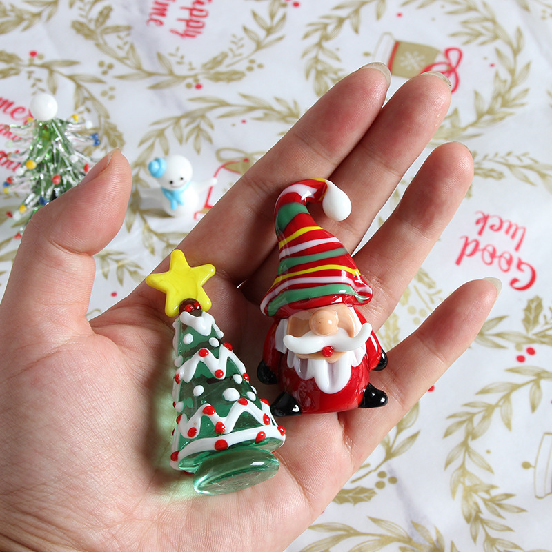 圣诞节礼物淄博琉璃工艺品小摆件玻璃圣诞树迷你博山桌面车载装饰