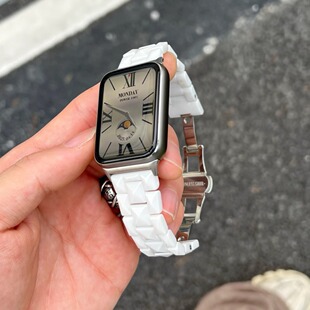 陶瓷折叠扣腕带适用小米10pro/9pro手表表带8pro红米watch6/5菱形