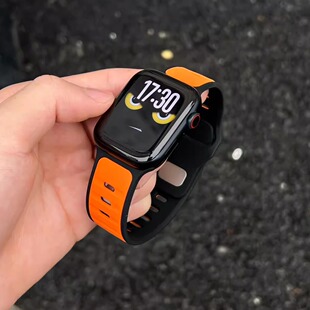 撞色硅胶腕带适用iWatch11/10/9代ultra2手表表带AppleWatch男女