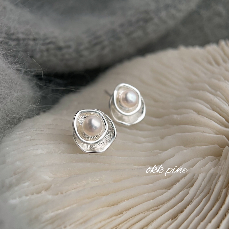 okk pine 小众设计师款淡水珍珠耳钉气质轻奢中餐厅沈月同款耳环