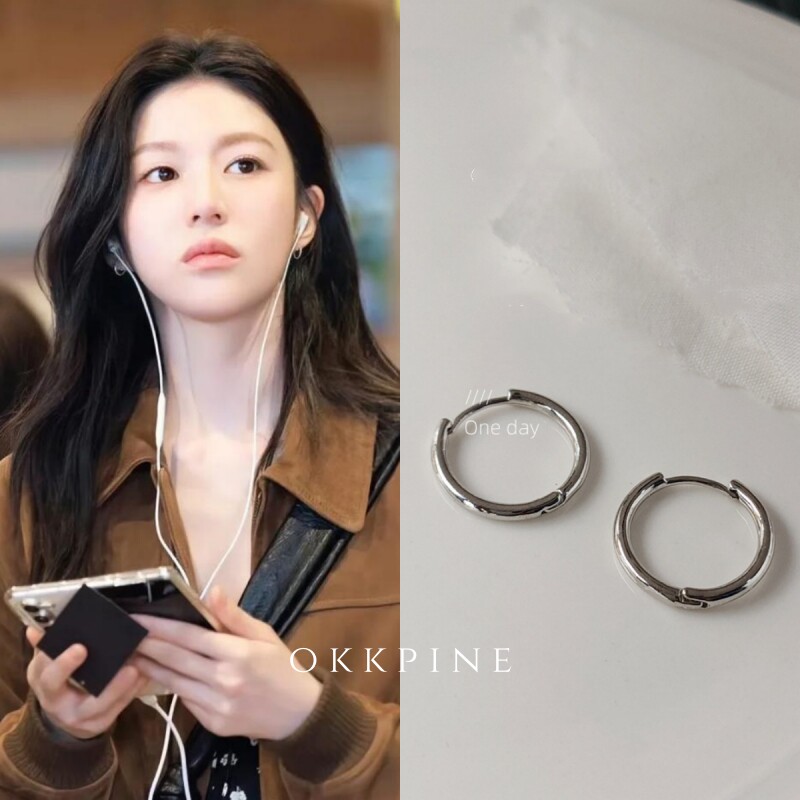 okk pine 简约小耳圈镀真金耳扣韩剧爱情怎么翻译高允真同款耳环